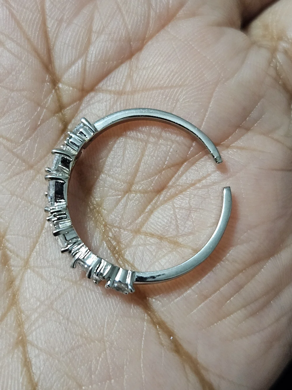 Stainless Steel Crystal Teardrop Eternity Ring